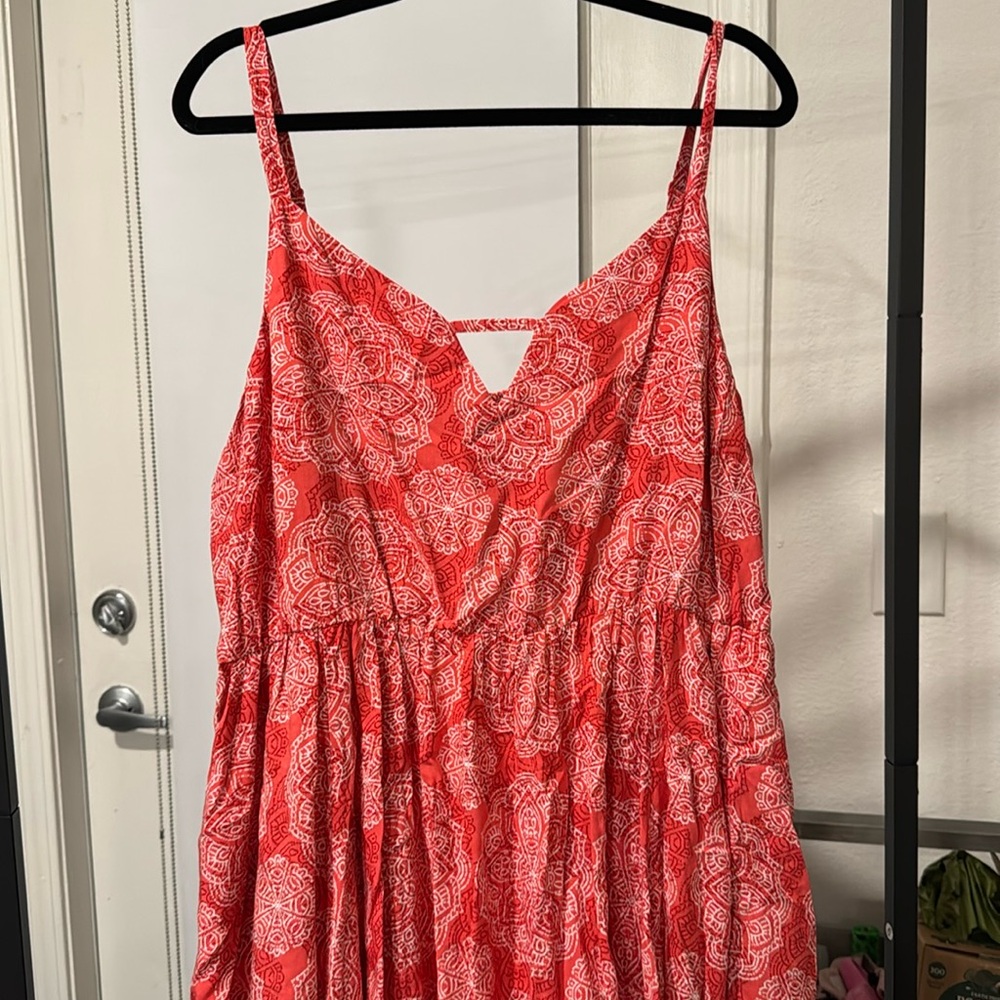 Coral with print skater dress from Torrid with pockets